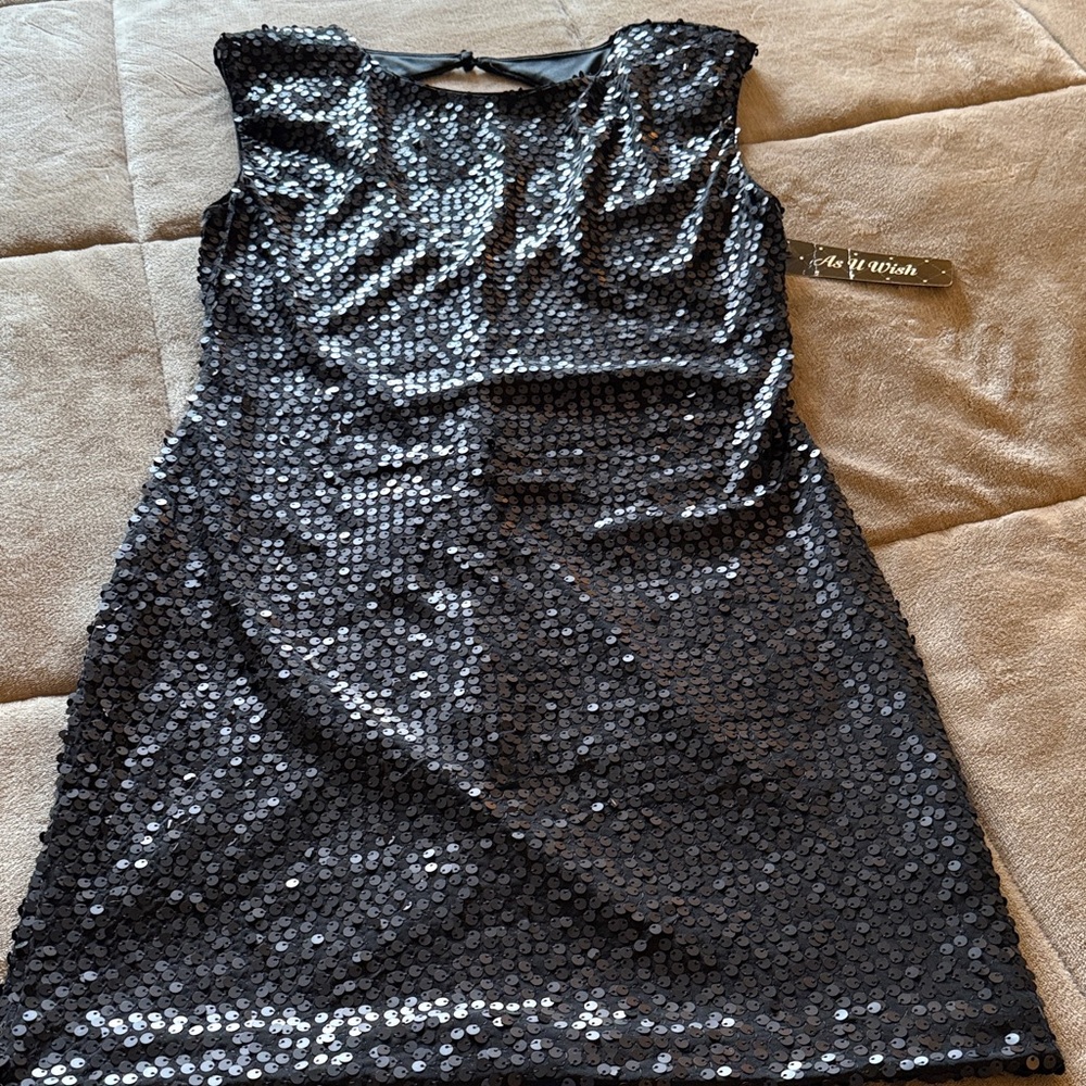 As U Wish Black Sequin Dress